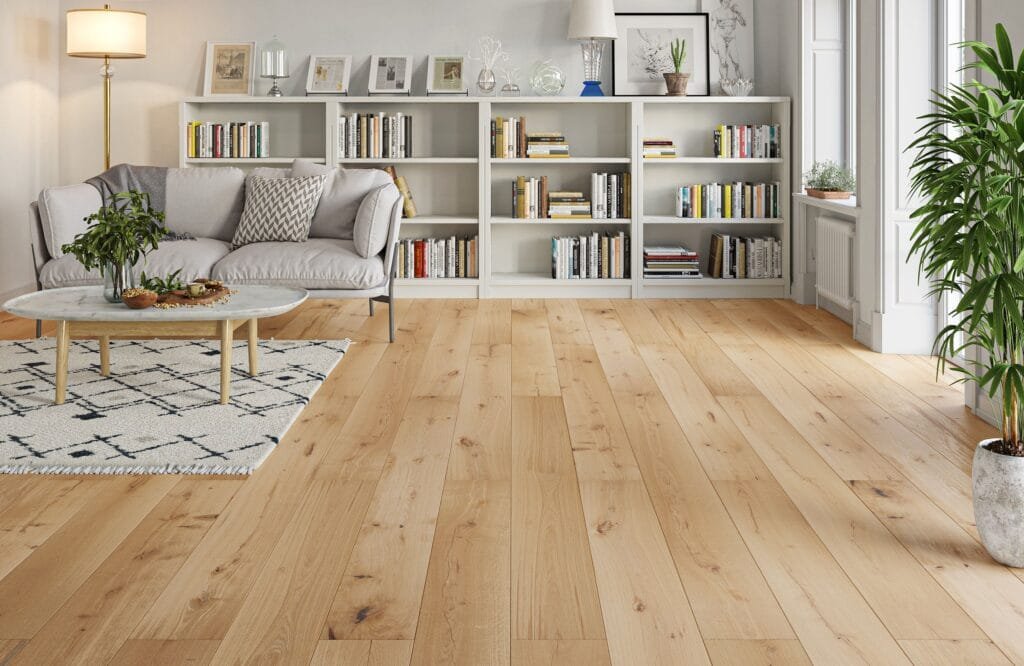 Engineered wood flooring UAE installation - light oak finish