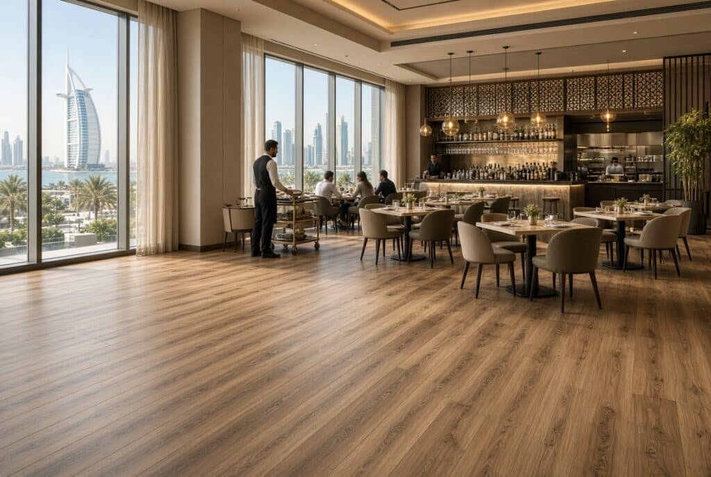 Durable SPC flooring installed in a rental apartment in Dubai
