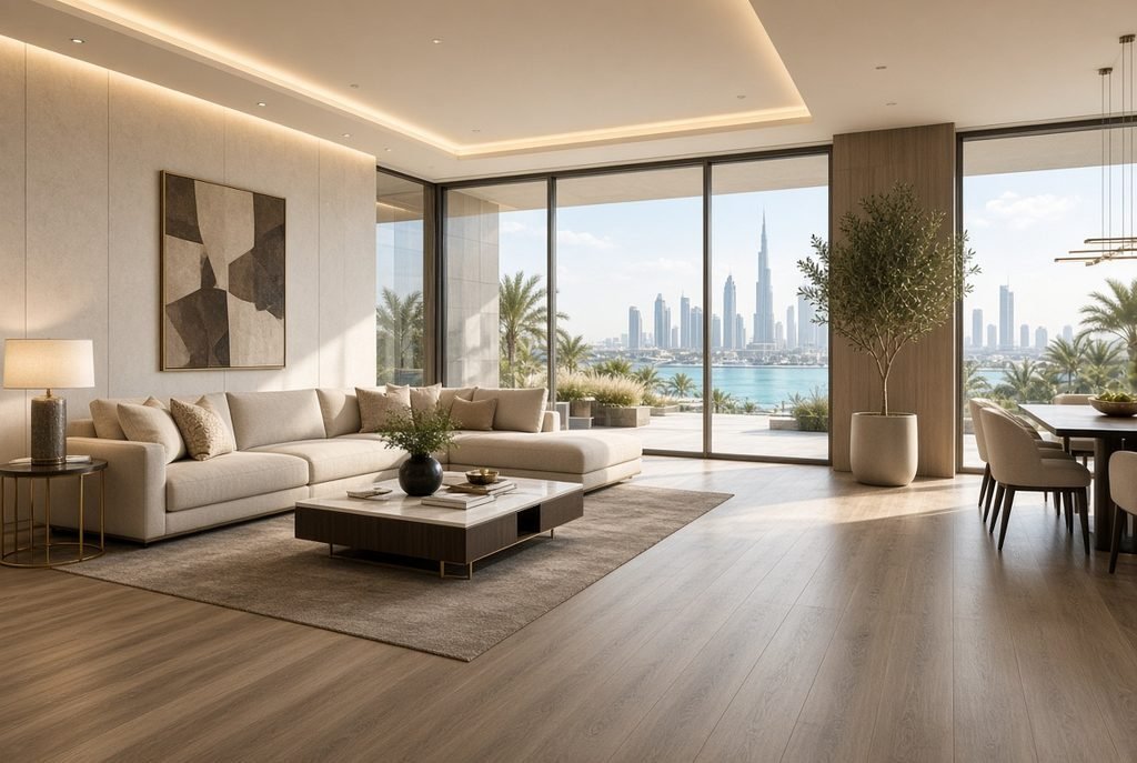 High quality flooring UAE installation in a modern Dubai home